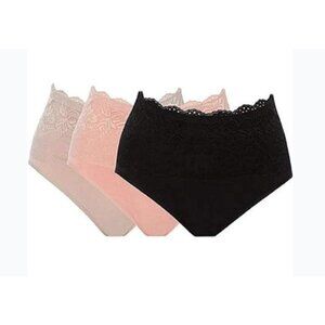 Rhonda Shear 3/Pk Cotton Blend Ahh Panty w/Lace MEDIUM